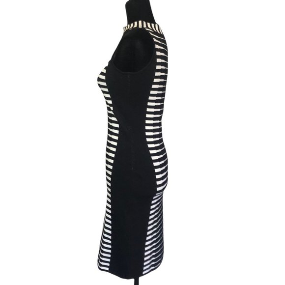 LUNA Black & White Halter Bodycon Dress - Picture 3 of 10
